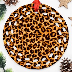 Leopard Skin Texture Macro, Brown Ornament (round Filigree)