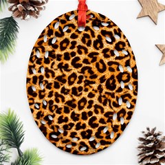 Leopard Skin Texture Macro, Brown Ornament (oval Filigree)