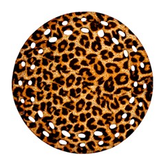 Leopard Skin Texture Macro, Brown Ornament (round Filigree) by kyorashop23