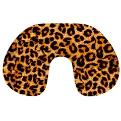 Leopard Skin Texture Macro, Brown Travel Neck Pillow by kyorashop23