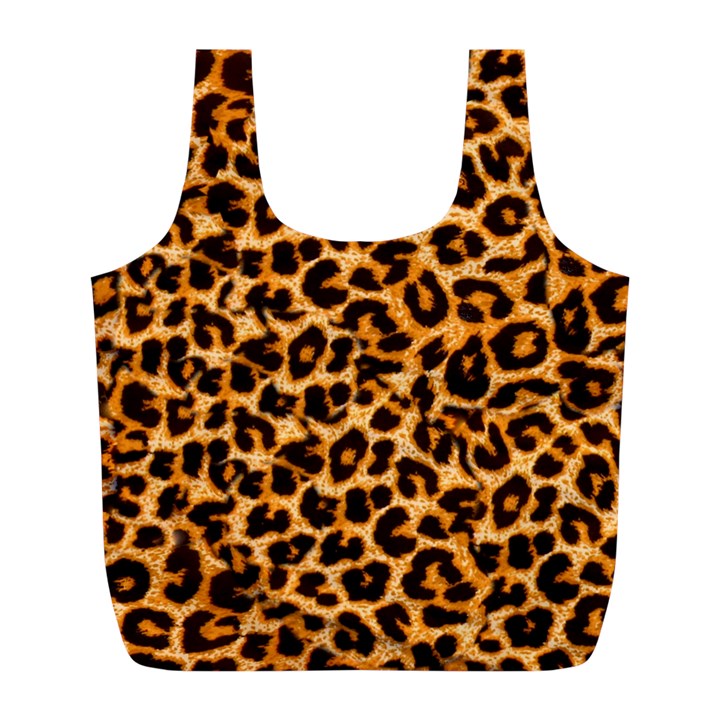 Leopard Skin Texture Macro, Brown Full Print Recycle Bag (L)