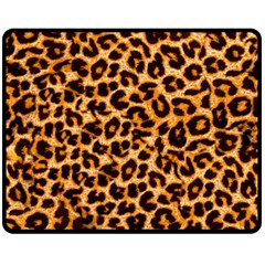 Leopard Skin Texture Macro, Brown Two Sides Fleece Blanket (medium) by kyorashop23