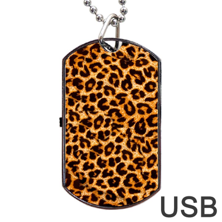 Leopard Skin Texture Macro, Brown Dog Tag USB Flash (Two Sides)