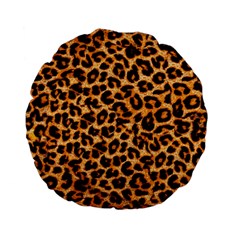 Leopard Skin Texture Macro, Brown Standard 15  Premium Flano Round Cushions by kyorashop23