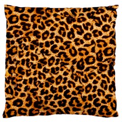 Leopard Skin Texture Macro, Brown Large Premium Plush Fleece Cushion Case (two Sides) by kyorashop23