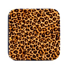 Leopard Skin Texture Macro, Brown Square Metal Box (black) by kyorashop23