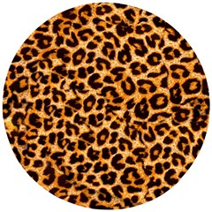 Leopard Skin Texture Macro, Brown Wooden Puzzle Round by kyorashop23