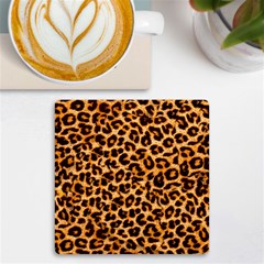 Leopard Skin Texture Macro, Brown Uv Print Square Tile Coaster  by kyorashop23