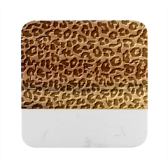 Leopard Skin Texture Macro, Brown Marble Wood Coaster (square) by kyorashop23