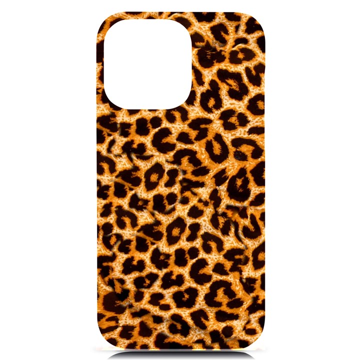 Leopard Skin Texture Macro, Brown iPhone 14 Pro Max Black UV Print Case