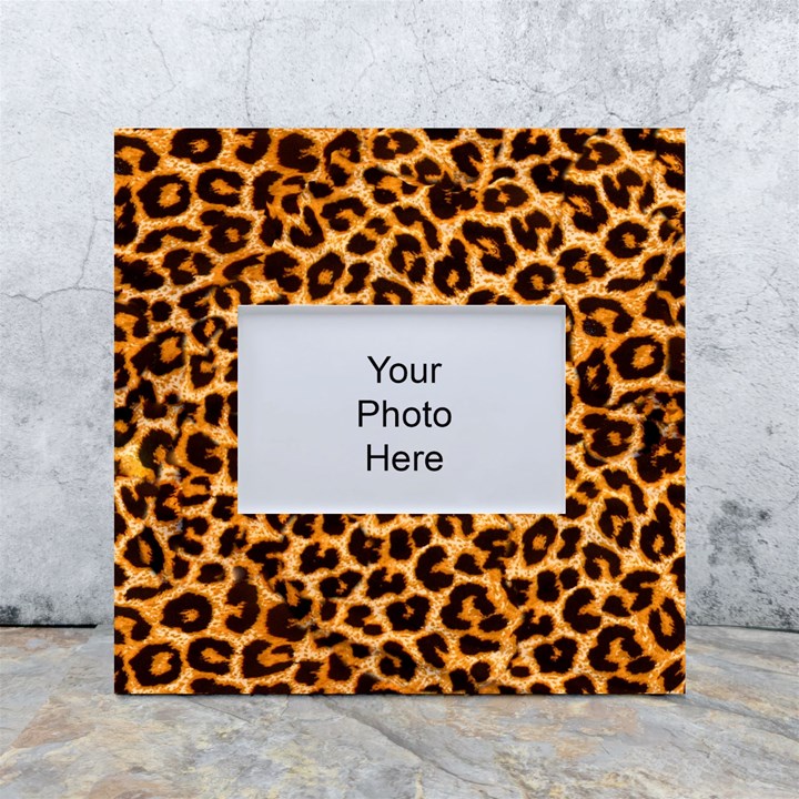 Leopard Skin Texture Macro, Brown White Box Photo Frame 4  x 6 