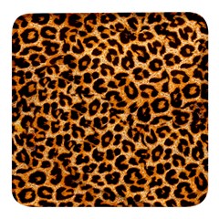 Leopard Skin Texture Macro, Brown Square Glass Fridge Magnet (4 Pack) by kyorashop23