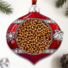 Leopard Skin Texture Macro, Brown Metal Snowflake And Bell Red Ornament