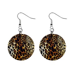 Leopard Skin Texture, Macro, Brown Mini Button Earrings by kyorashop23