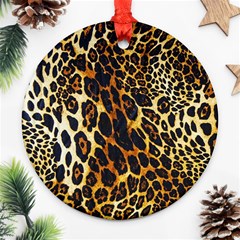 Leopard Skin Texture, Macro, Brown Ornament (round) by kyorashop23