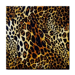 Leopard Skin Texture, Macro, Brown Tile Coaster by kyorashop23