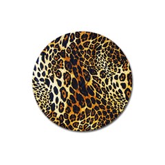 Leopard Skin Texture, Macro, Brown Magnet 3  (round) by kyorashop23