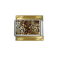 Leopard Skin Texture, Macro, Brown Gold Trim Italian Charm (9mm)