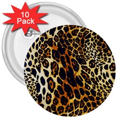 Leopard Skin Texture, Macro, Brown 3  Buttons (10 Pack)  by kyorashop23