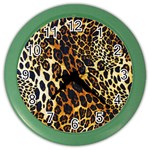 Leopard Skin Texture, Macro, Brown Color Wall Clock Front