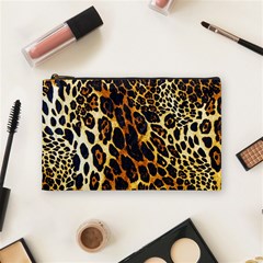 Leopard Skin Texture, Macro, Brown Cosmetic Bag (medium) by kyorashop23