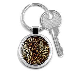 Leopard Skin Texture, Macro, Brown Key Chain (round) by kyorashop23