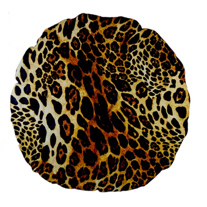 Leopard Skin Texture, Macro, Brown Large 18  Premium Round Cushions