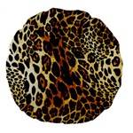 Leopard Skin Texture, Macro, Brown Large 18  Premium Round Cushions Back