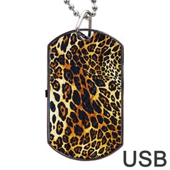 Leopard Skin Texture, Macro, Brown Dog Tag Usb Flash (one Side) by kyorashop23