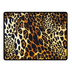 Leopard Skin Texture, Macro, Brown Two Sides Fleece Blanket (small) by kyorashop23