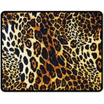 Leopard Skin Texture, Macro, Brown Two Sides Fleece Blanket (Medium) 58.8 x47.4  Blanket Front