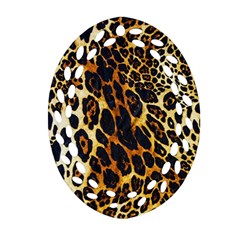 Leopard Skin Texture, Macro, Brown Oval Filigree Ornament (two Sides) by kyorashop23