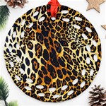 Leopard Skin Texture, Macro, Brown Round Filigree Ornament (Two Sides) Front