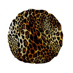 Leopard Skin Texture, Macro, Brown Standard 15  Premium Flano Round Cushions by kyorashop23