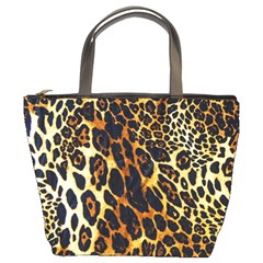 Leopard Skin Texture, Macro, Brown Bucket Bag by kyorashop23