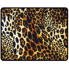 Leopard Skin Texture, Macro, Brown Two Sides Fleece Blanket (medium) by kyorashop23