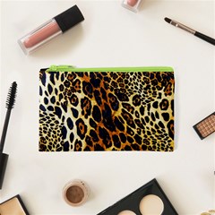 Leopard Skin Texture, Macro, Brown Cosmetic Bag (xs) by kyorashop23