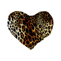 Leopard Skin Texture, Macro, Brown Standard 16  Premium Flano Heart Shape Cushions by kyorashop23