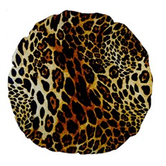 Leopard Skin Texture, Macro, Brown Large 18  Premium Round Cushions by kyorashop23