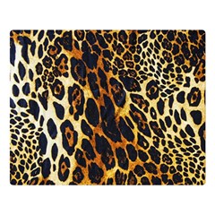 Leopard Skin Texture, Macro, Brown Two Sides Premium Plush Fleece Blanket (large) by kyorashop23