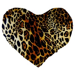 Leopard Skin Texture, Macro, Brown Large 19  Premium Heart Shape Cushions by kyorashop23