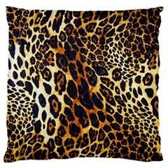 Leopard Skin Texture, Macro, Brown Standard Premium Plush Fleece Cushion Case (two Sides) by kyorashop23