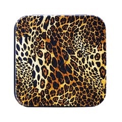 Leopard Skin Texture, Macro, Brown Square Metal Box (black) by kyorashop23