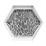 Leopard Skin Texture, Macro, Brown Hexagon Wood Jewelry Box Front