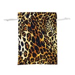 Leopard Skin Texture, Macro, Brown Lightweight Drawstring Pouch (M) Front