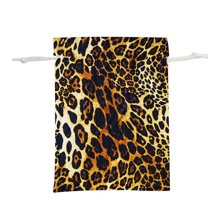 Leopard Skin Texture, Macro, Brown Lightweight Drawstring Pouch (M)