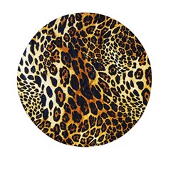 Leopard Skin Texture, Macro, Brown Mini Round Pill Box by kyorashop23