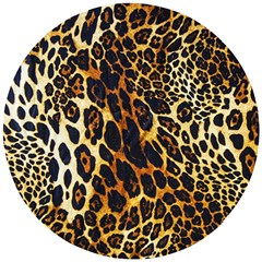 Leopard Skin Texture, Macro, Brown Wooden Puzzle Round by kyorashop23