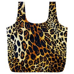 Leopard Skin Texture, Macro, Brown Full Print Recycle Bag (xxl)