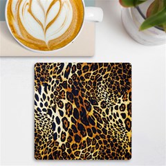 Leopard Skin Texture, Macro, Brown Uv Print Square Tile Coaster  by kyorashop23